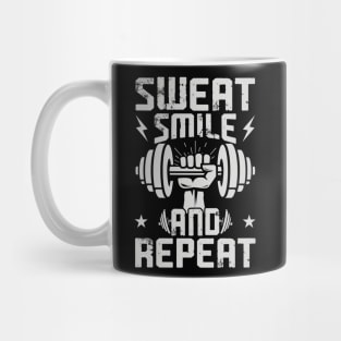 Sweat Smile And Repeat | Motivational & Inspirational | Gift or Present for Gym Lovers Mug